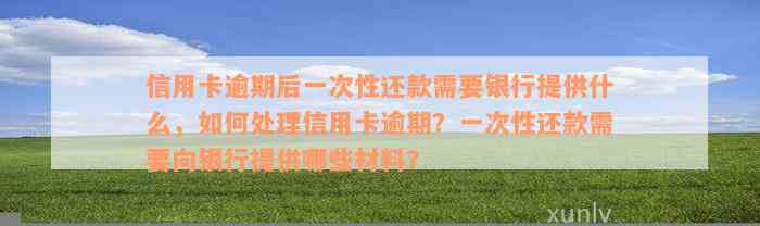 信用卡逾期后一次性还款需要银行提供什么，如何处理信用卡逾期？一次性还款需要向银行提供哪些材料？