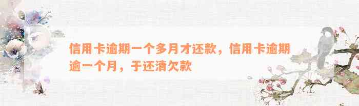 信用卡逾期一个多月才还款，信用卡逾期逾一个月，于还清欠款