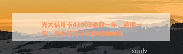 光大信用卡43000逾期一年，逾期一年，光大信用卡欠款43000元