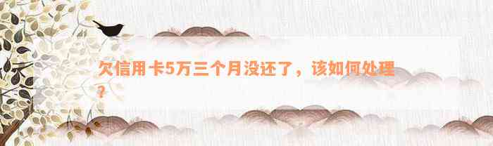 欠信用卡5万三个月没还了，该如何处理？