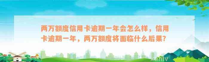 两万额度信用卡逾期一年会怎么样，信用卡逾期一年，两万额度将面临什么后果？