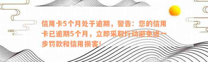 信用卡5个月处于逾期，警告：您的信用卡已逾期5个月，立即采取行动避免进一步罚款和信用损害！