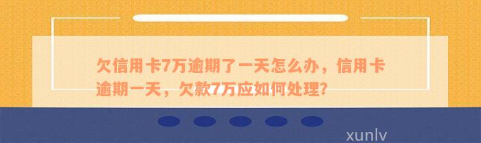 欠信用卡7万逾期了一天怎么办，信用卡逾期一天，欠款7万应如何处理？