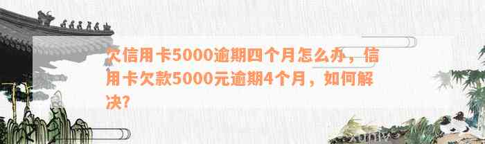 欠信用卡5000逾期四个月怎么办，信用卡欠款5000元逾期4个月，如何解决？