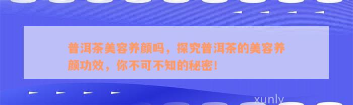 普洱茶美容养颜吗，探究普洱茶的美容养颜功效，你不可不知的秘密！