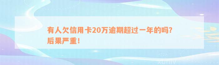 有人欠信用卡20万逾期超过一年的吗？后果严重！