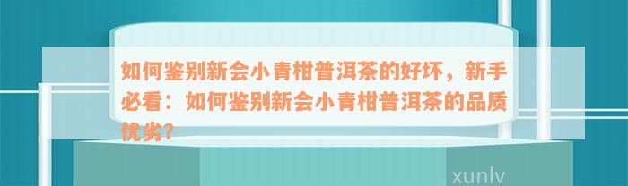 如何鉴别新会小青柑普洱茶的好坏，新手必看：如何鉴别新会小青柑普洱茶的品质优劣？