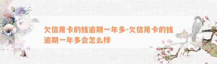 欠信用卡的钱逾期一年多-欠信用卡的钱逾期一年多会怎么样