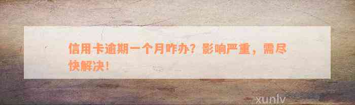 信用卡逾期一个月咋办？影响严重，需尽快解决！