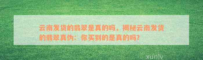 云南发货的翡翠是真的吗，揭秘云南发货的翡翠真伪：你买到的是真的吗？