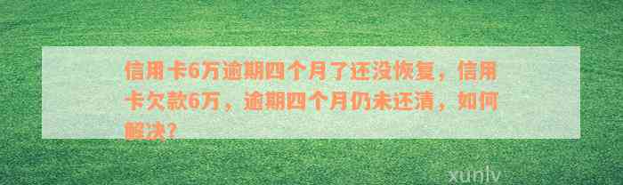 信用卡6万逾期四个月了还没恢复，信用卡欠款6万，逾期四个月仍未还清，如何解决？