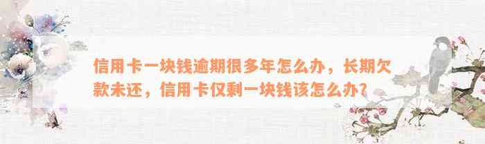 信用卡一块钱逾期很多年怎么办，长期欠款未还，信用卡仅剩一块钱该怎么办？