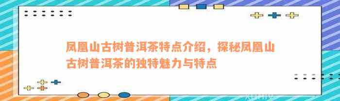 凤凰山古树普洱茶特点介绍，探秘凤凰山古树普洱茶的独特魅力与特点