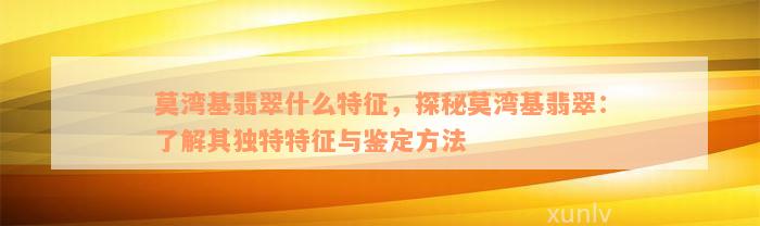 莫湾基翡翠什么特征，探秘莫湾基翡翠：了解其独特特征与鉴定方法