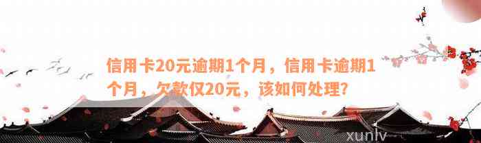 信用卡20元逾期1个月，信用卡逾期1个月，欠款仅20元，该如何处理？