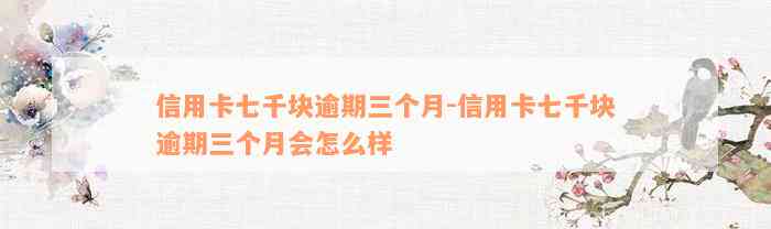 信用卡七千块逾期三个月-信用卡七千块逾期三个月会怎么样