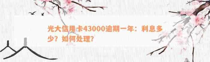 光大信用卡43000逾期一年：利息多少？如何处理？