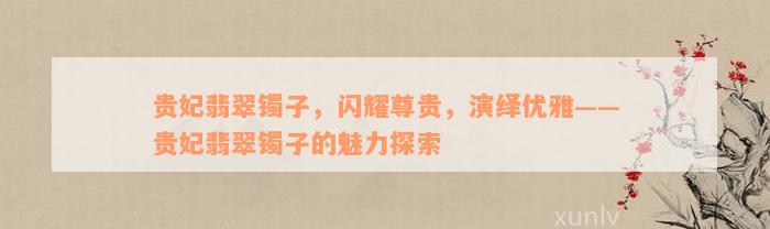 贵妃翡翠镯子，闪耀尊贵，演绎优雅——贵妃翡翠镯子的魅力探索