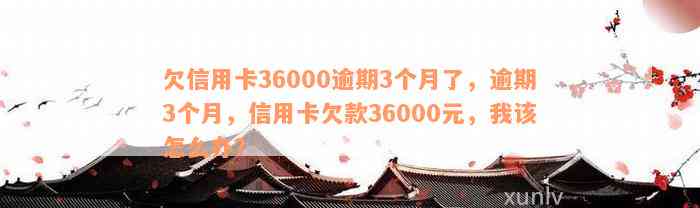 欠信用卡36000逾期3个月了，逾期3个月，信用卡欠款36000元，我该怎么办？