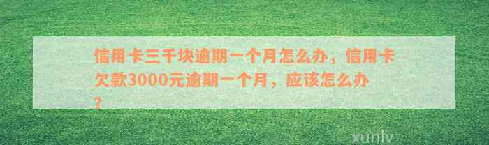 信用卡三千块逾期一个月怎么办，信用卡欠款3000元逾期一个月，应该怎么办？