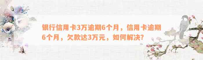 银行信用卡3万逾期6个月，信用卡逾期6个月，欠款达3万元，如何解决？