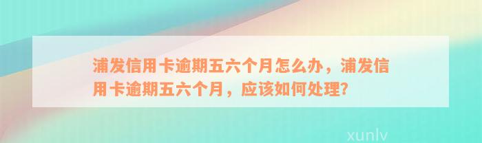 浦发信用卡逾期五六个月怎么办，浦发信用卡逾期五六个月，应该如何处理？