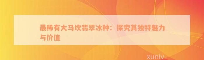 最稀有大马坎翡翠冰种：探究其独特魅力与价值