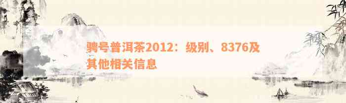 骋号普洱茶2012：级别、8376及其他相关信息