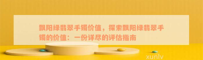 飘阳绿翡翠手镯价值，探索飘阳绿翡翠手镯的价值：一份详尽的评估指南