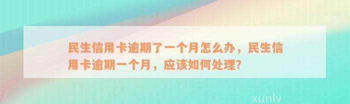 民生信用卡逾期了一个月怎么办，民生信用卡逾期一个月，应该如何处理？