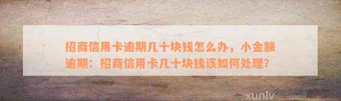 招商信用卡逾期几十块钱怎么办，小金额逾期：招商信用卡几十块钱该如何处理？