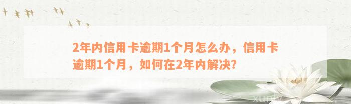 2年内信用卡逾期1个月怎么办，信用卡逾期1个月，如何在2年内解决？