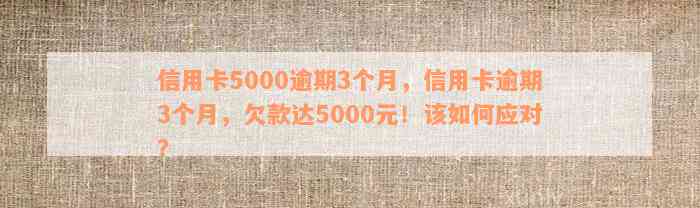 信用卡5000逾期3个月，信用卡逾期3个月，欠款达5000元！该如何应对？