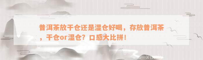 普洱茶放干仓还是湿仓好喝，存放普洱茶，干仓or湿仓？口感大比拼！