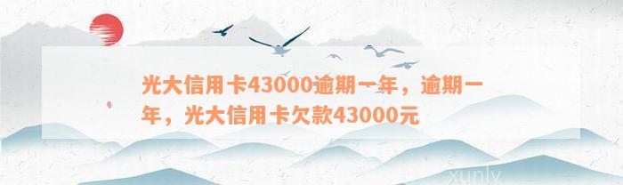 光大信用卡43000逾期一年，逾期一年，光大信用卡欠款43000元