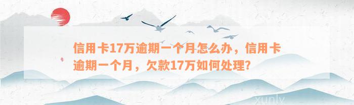 信用卡17万逾期一个月怎么办，信用卡逾期一个月，欠款17万如何处理？