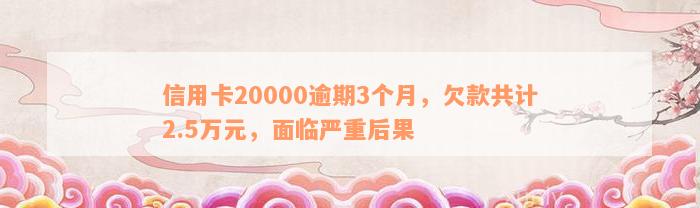 信用卡20000逾期3个月，欠款共计2.5万元，面临严重后果