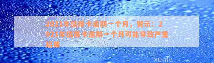 2021年信用卡逾期一个月，警示：2021年信用卡逾期一个月可能导致严重后果