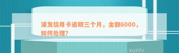 浦发信用卡逾期三个月，金额6000，如何处理？