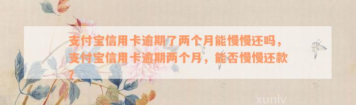 支付宝信用卡逾期了两个月能慢慢还吗，支付宝信用卡逾期两个月，能否慢慢还款？