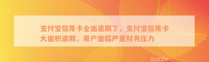 支付宝信用卡全面逾期了，支付宝信用卡大面积逾期，用户面临严重财务压力