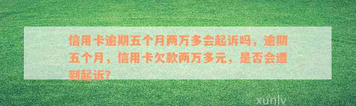 信用卡逾期五个月两万多会起诉吗，逾期五个月，信用卡欠款两万多元，是否会遭到起诉？