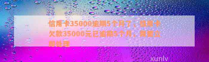 信用卡35000逾期5个月了，信用卡欠款35000元已逾期5个月，需要立即处理