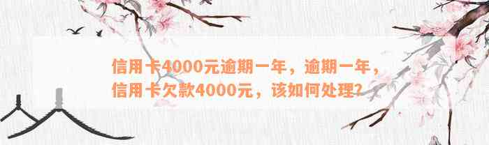 信用卡4000元逾期一年，逾期一年，信用卡欠款4000元，该如何处理？