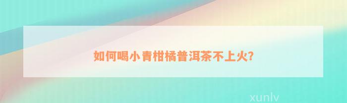 如何喝小青柑橘普洱茶不上火？