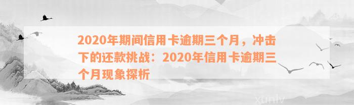 2020年期间信用卡逾期三个月，冲击下的还款挑战：2020年信用卡逾期三个月现象探析