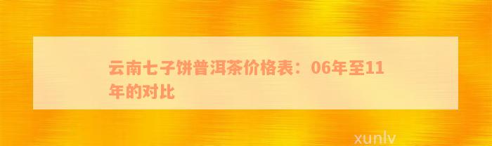 云南七子饼普洱茶价格表：06年至11年的对比