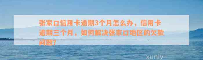 张家口信用卡逾期3个月怎么办，信用卡逾期三个月，如何解决张家口地区的欠款问题？