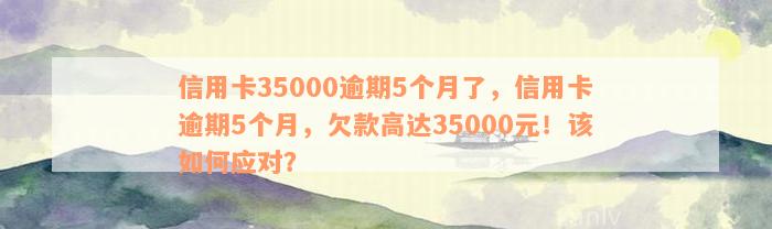 信用卡35000逾期5个月了，信用卡逾期5个月，欠款高达35000元！该如何应对？