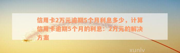 信用卡2万元逾期5个月利息多少，计算信用卡逾期5个月的利息：2万元的解决方案